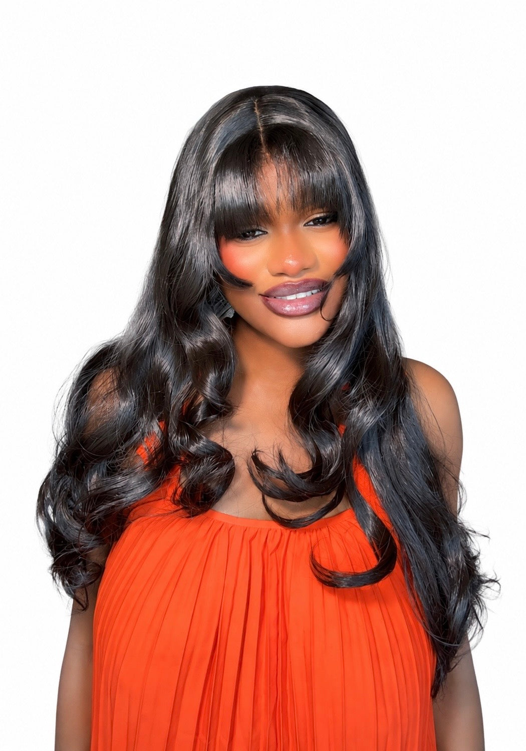 24’’ Jet Black Voluminous Body Wave with Fringe