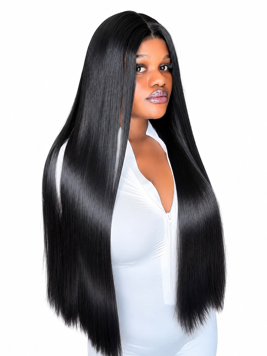28" Natural Black Ultra Long  Straight 13x4 Glueless Lace Front Wig (150% Density)
Futura Fiber